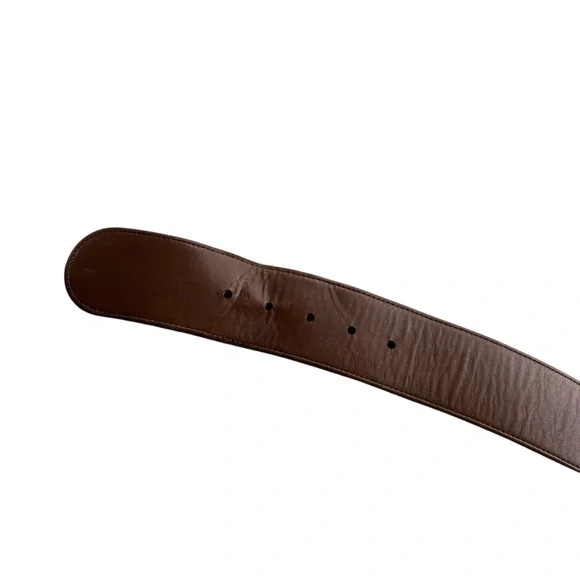 Carlisle Womens Size Medium Brown Leather Gold Black Horn Buckle Waist Belt 1665 - Picture 5 of 13